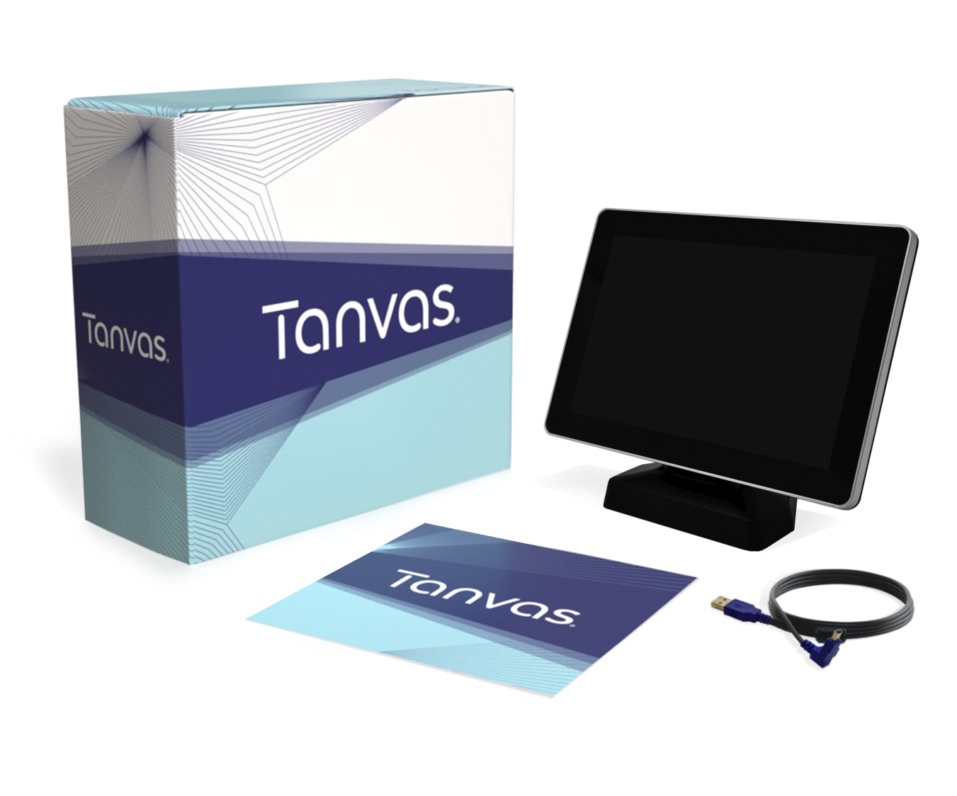 TanvasTouch dev kit box, monitor, cord and cleaning cloth