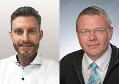 Matthias Keller, Managing Director at Distec (left) and Alex Kessler, Head of Business Development, EMEA at Tanvas, Inc (right)
